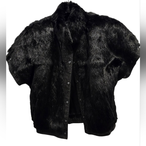 Artisan Jackets & Blazers - Chosen Furs Fully Lined Rabbit Fur Black & LeatherVest Small Fur Origin France